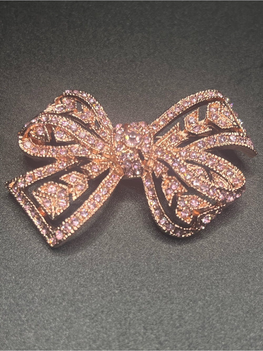 Vintage Kenneth Jay Lane KJL Pink Rhinestone Bow Brooch Pin w Box
